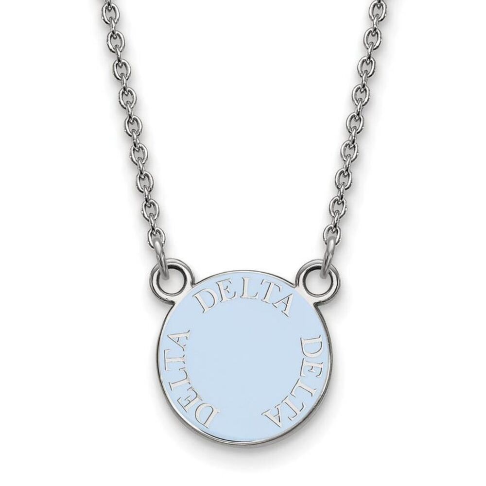 Sterling Silver Delta Delta Delta Small Enamel Disc Necklace